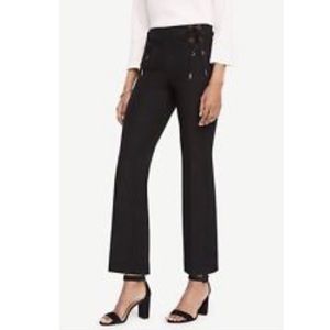 Ann Taylor Black Lace Up Front Chino Trouser SZ 0P